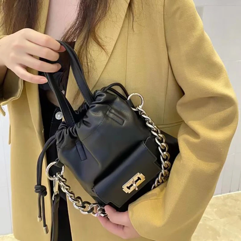 

Thick Chain Small Handbags for Women PU High Quality Shoulder Crossbody Bags Fashion Lattice Tote Women's Shopper Messenger Bag
