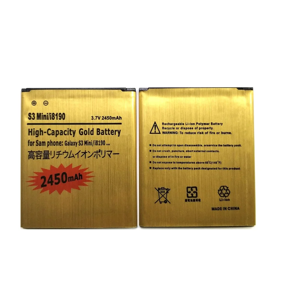 Новый золотой перезаряжаемый аккумулятор 2450 мАч для Samsung Galaxy S3 Mini GT i8190 ACE II 2 I8160