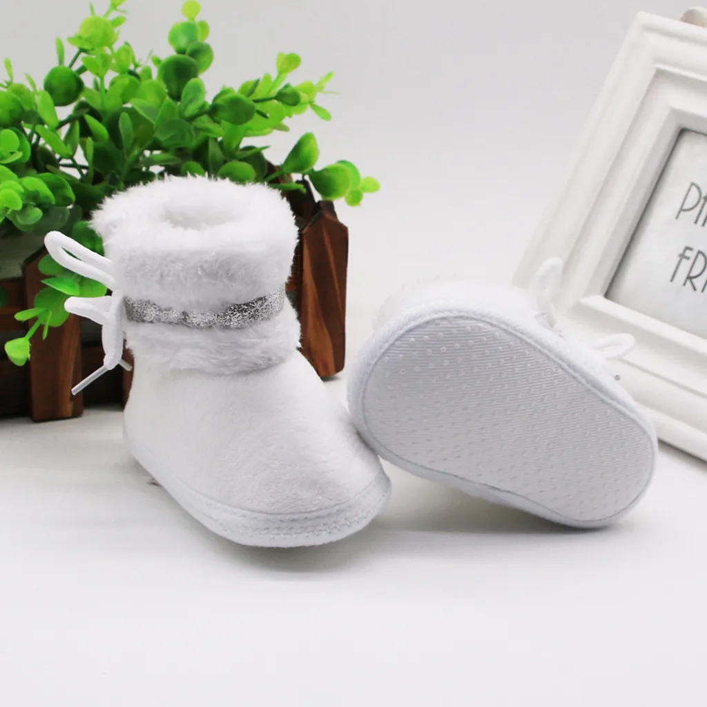 Baby Autumn Cashmere Plush Boots Girl Boys Winter Warm Shoes Bandage Toddler Fuzzy Balls First Walkers Kid Newborn |