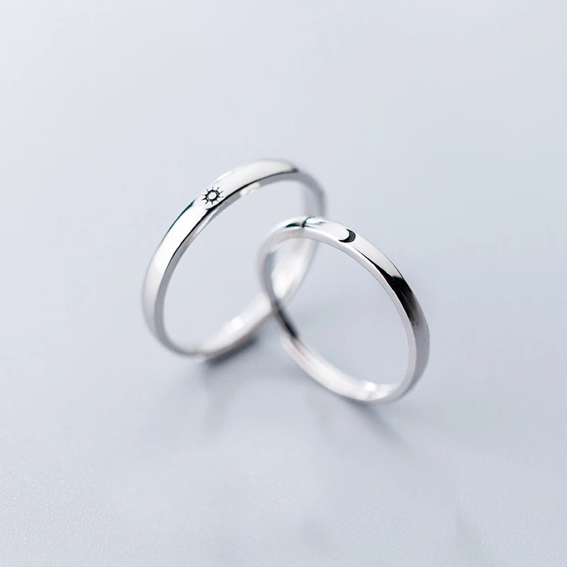 

Женское регулируемое кольцо MloveAcc, классическое кольцо из серебра 925 пробы с изображением Солнца и Луны для влюбленных пар, свадебные украшения