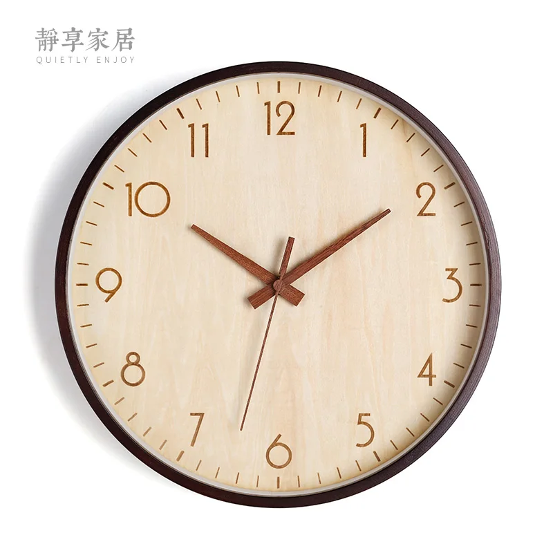 

Nordic Creative Wall Clock Simple Wooden Digital Silent Living Room Modern Design Wall Clock Duvar Saati Home Decoration AG60WC