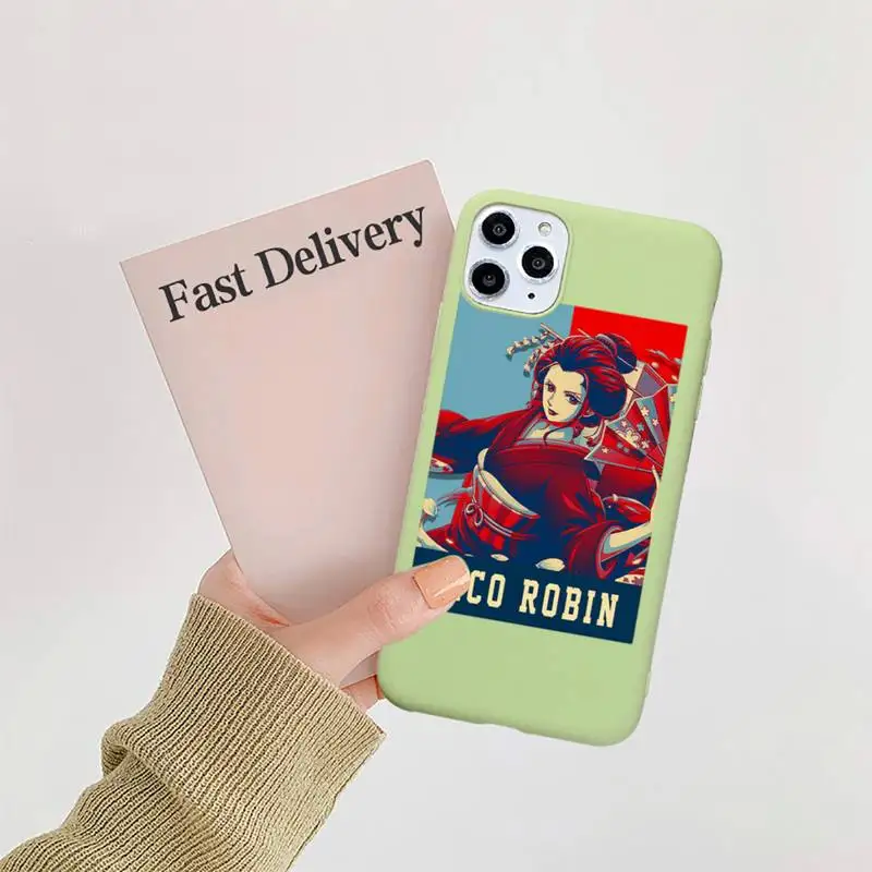 

ONE PIECE Japan Anime Cartoon Phone Case Candy Color Green for iPhone 11 12 pro XS MAX 8 7 6 6S Plus X SE 2020 XR