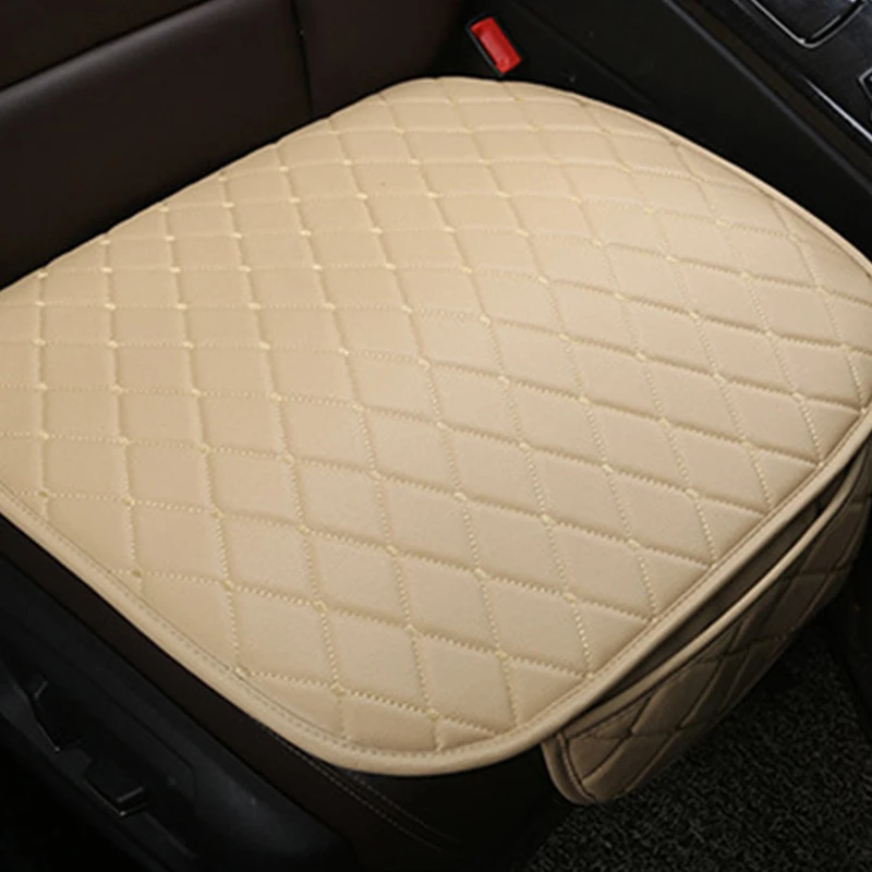 1PCS Front Beige Универсальный автомобильный чехол на переднее, заднее, заднее, боковое сиденье, подушка на сиденье, дышащий коврик из искусственной кожи, всесезонный - Название цвета: 1PCS Front Beige