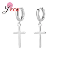 hot sale simple small cross earrings 925 sterling silver jewelry for femal temperamental wild earrings for women
