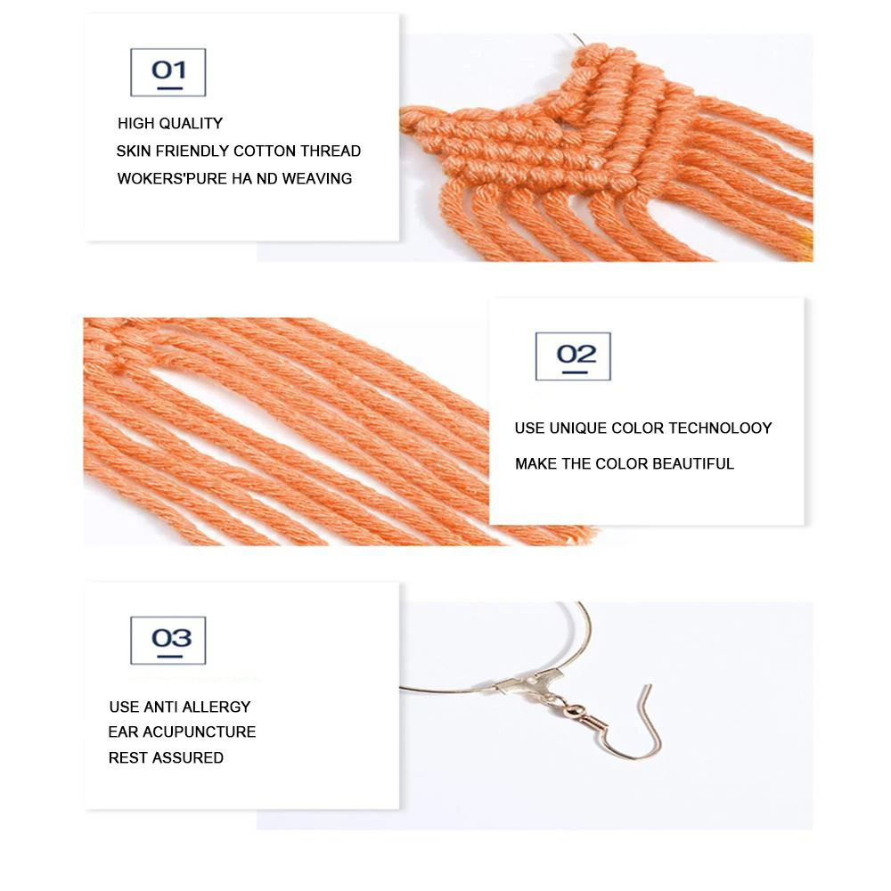 Женские длинные серьги-кольца MANILAI с бахромой хлопковые нитки кисточки богемные