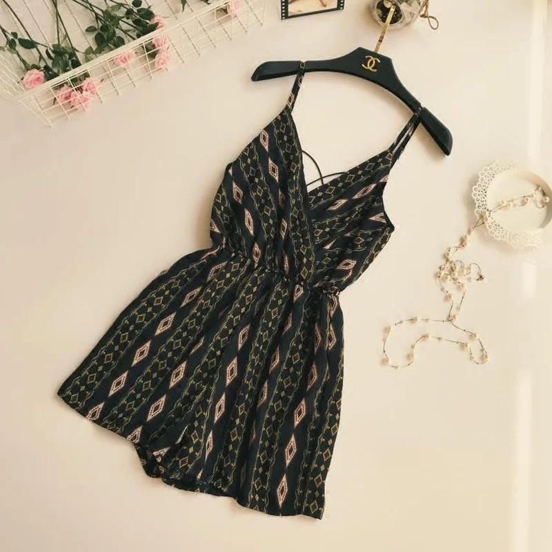 Комбинезон женский с V образным вырезом шифоновый открытой спиной