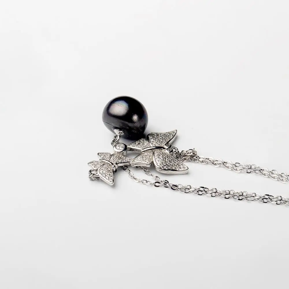 

Black Button Fresh Watre Butterfly Shape 2rows for Women Bracelet Jewelry Gift