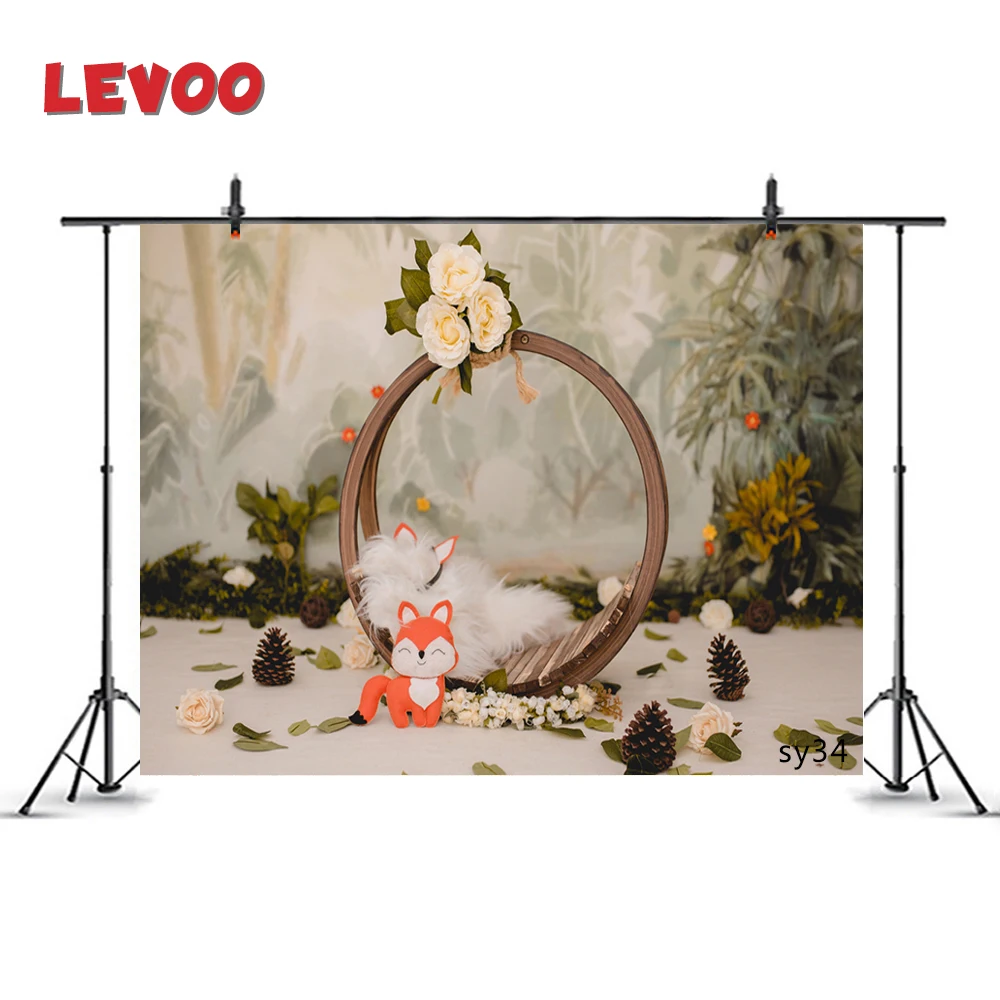 

LEVOO Photography Backdrop Wild Leaves Pine Cone Fox Newborn Background Photographic Photo Studio Shoot Props Vinyl Fotografia