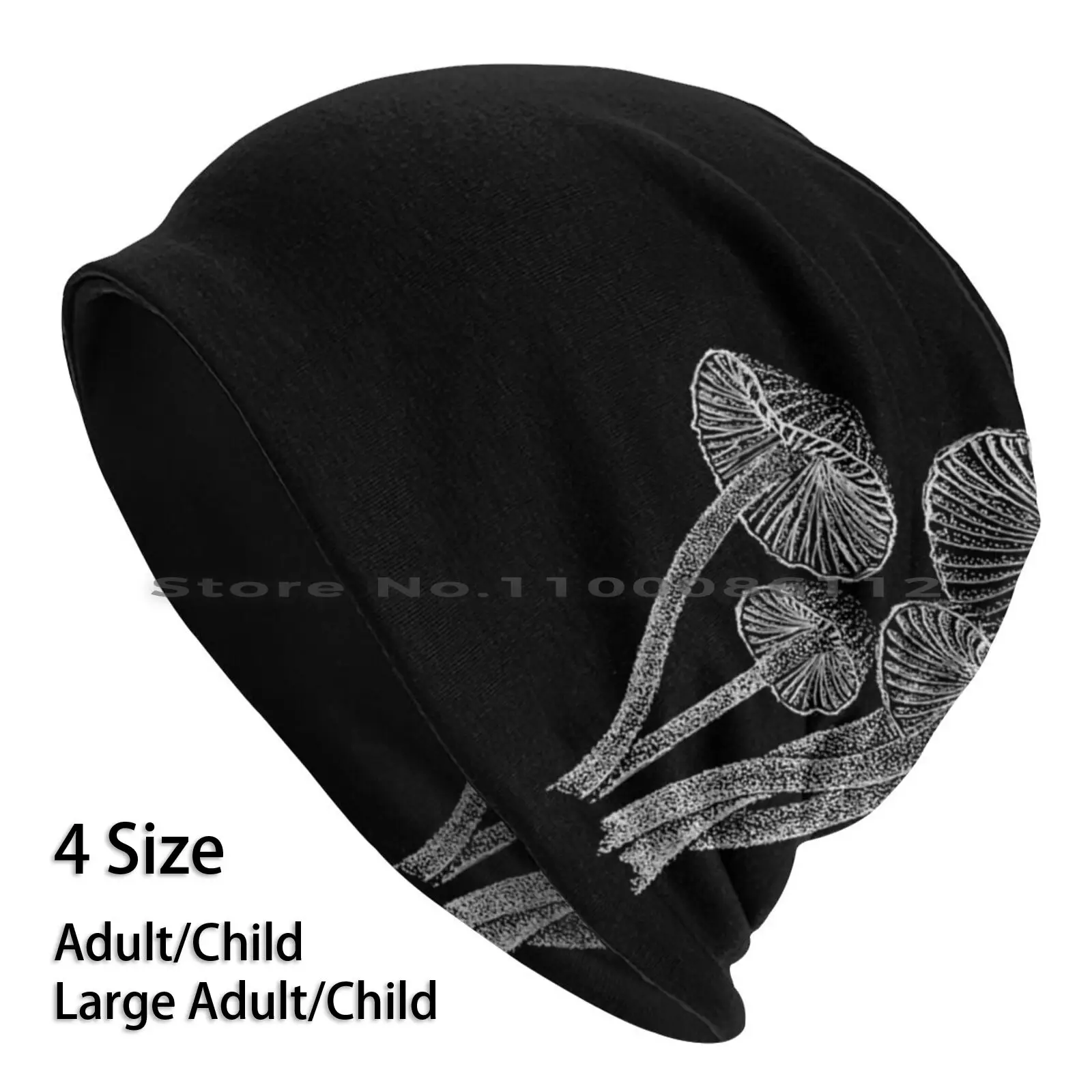 

Облегающие шапки с грибами, вязаная шапка, черно-белая Минималистичная винтажная Волшебная хиппи фэнтезийная шапка с рисунком в виде цвето...