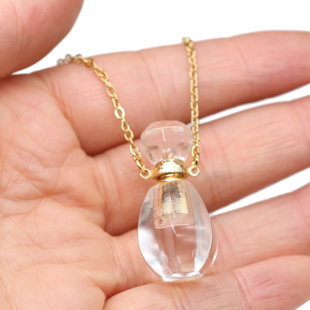 

Natural Semi-Precious Stone Perfume Bottle Necklace High Quality Stone Chain Length 60+5cm Specification 16x33mm