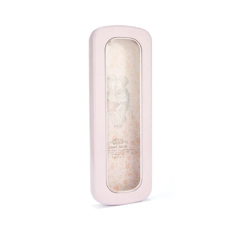 pink 1Pcs 1 шт. Карандаш Чехол простой прозрачное окно металлического железа 78234 Карандаш Чехол Коробка для хранения канцтоваров, офисные и школьные принадлежности - Цвет: pink 1Pcs