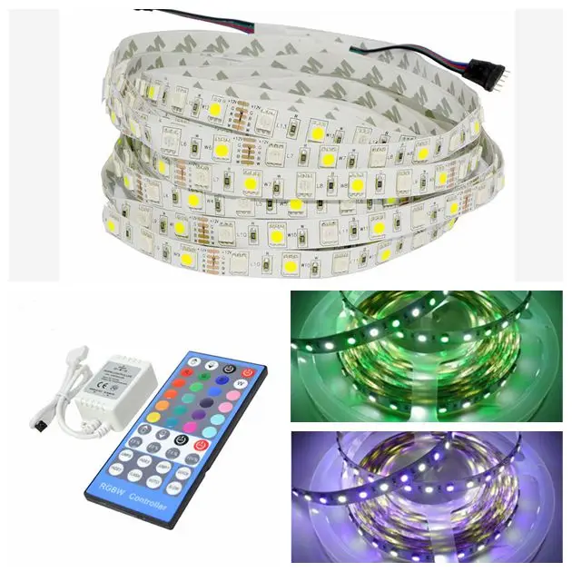 

5M RGBW/RGBWW LED Strip Light Waterproof DC12V SMD5050 300 LEDS Flexible Bar Light +Power supply+40keys ir Remote Controller