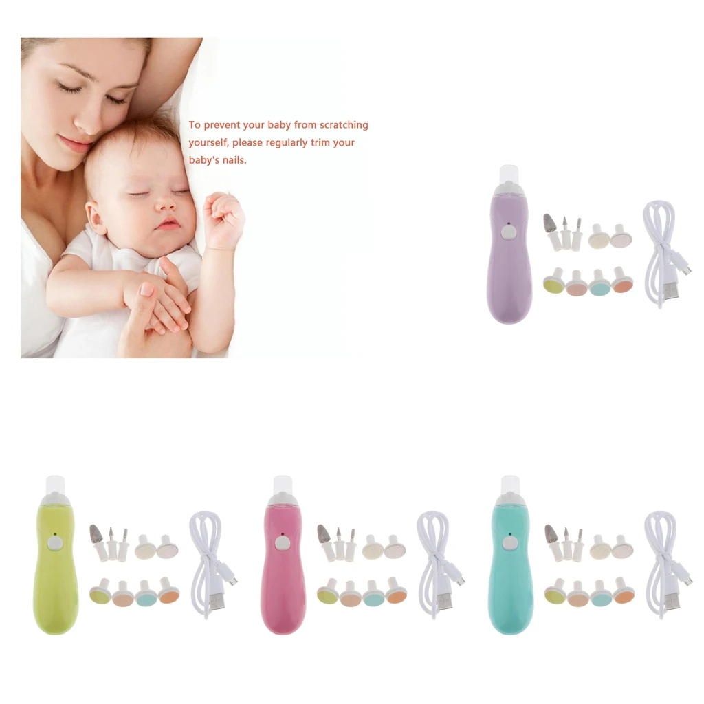 

9 in 1 Baby Electric Nail Pen Nail Polisher Manicure Safe Care USB Charging