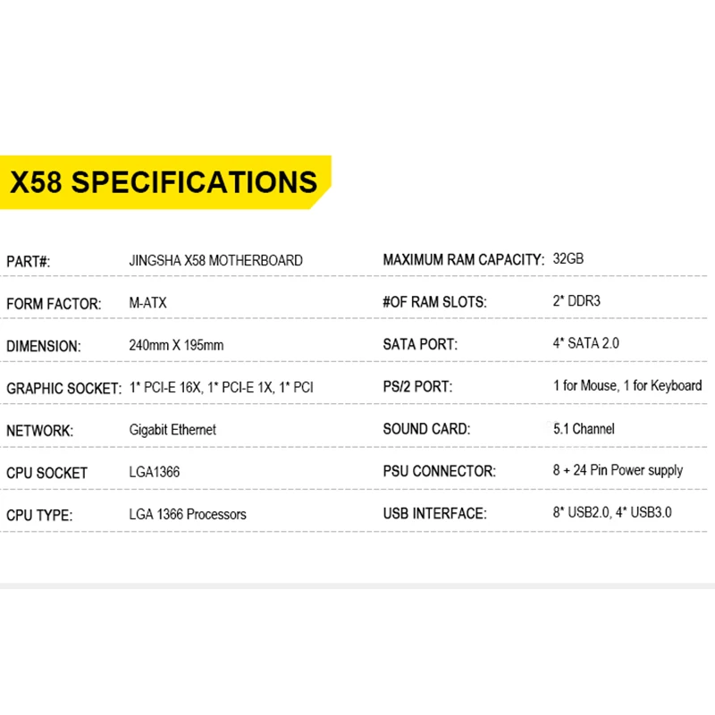 X58 LGA 1366 Motherboard LGA1366 Support REG ECC DDR3 and Xeon Processor USB3.0 AMD RX Series | Компьютеры и офис