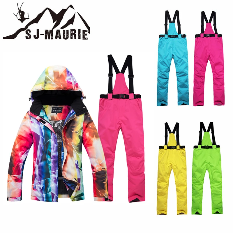Лыжный костюм женский зимний комплект одежды толстая Водонепроницаемая Лыжная