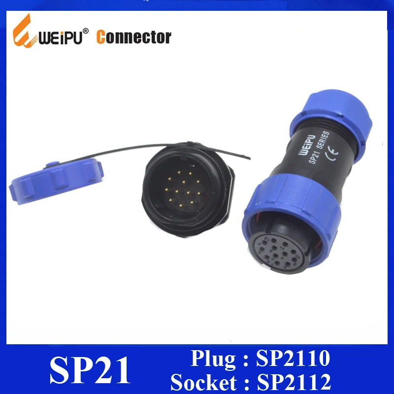 Оригинальный Weipu разъем SP21 2 3 4 5 7 9 12 Pin IP68 Женский Кабельный штекер + заднего