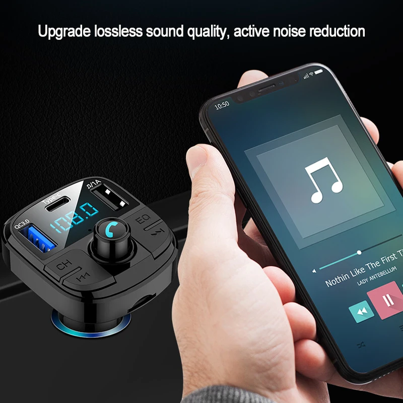 Fm передатчик MP3 Bluetooth 5 0 Автомобильный плеер двойной USB QC3.0 Type C Handsfree держатель для