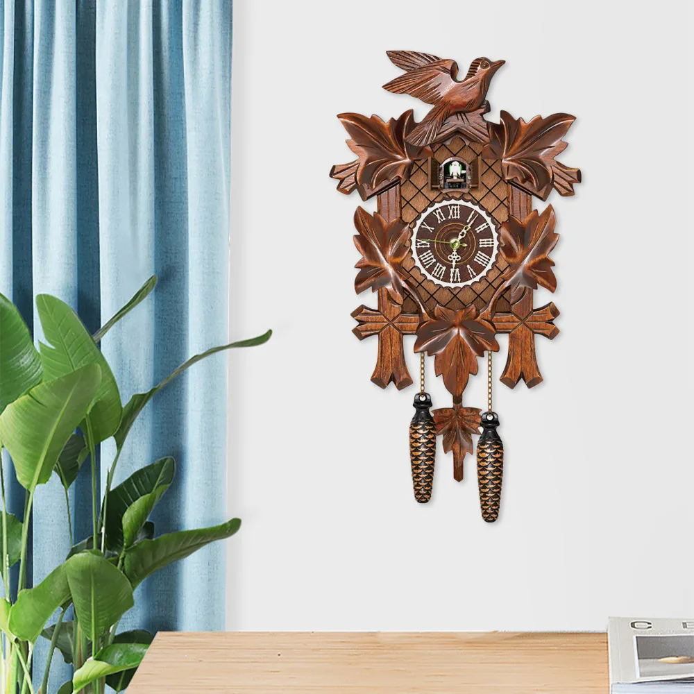 Настенные часы Cuckoo деревянные винтажные в скандинавском стиле для гостиной МДФ