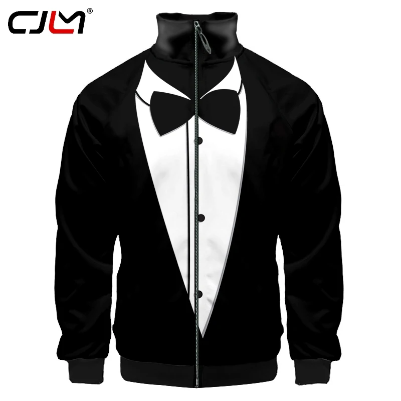 

Куртка CJLM мужская с 3D-принтом и галстуком-бабочкой, повседневный жакет с воротником-стойкой, одежда для мужчин на весну и осень, оптовая продажа