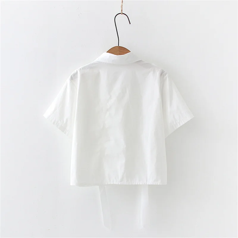 

Summer 2021 Vintage Blouse Teen Girls White Shirts Harajuku Gothic New Fashion Button Up Women Korean Casual Novelty Crop Tops