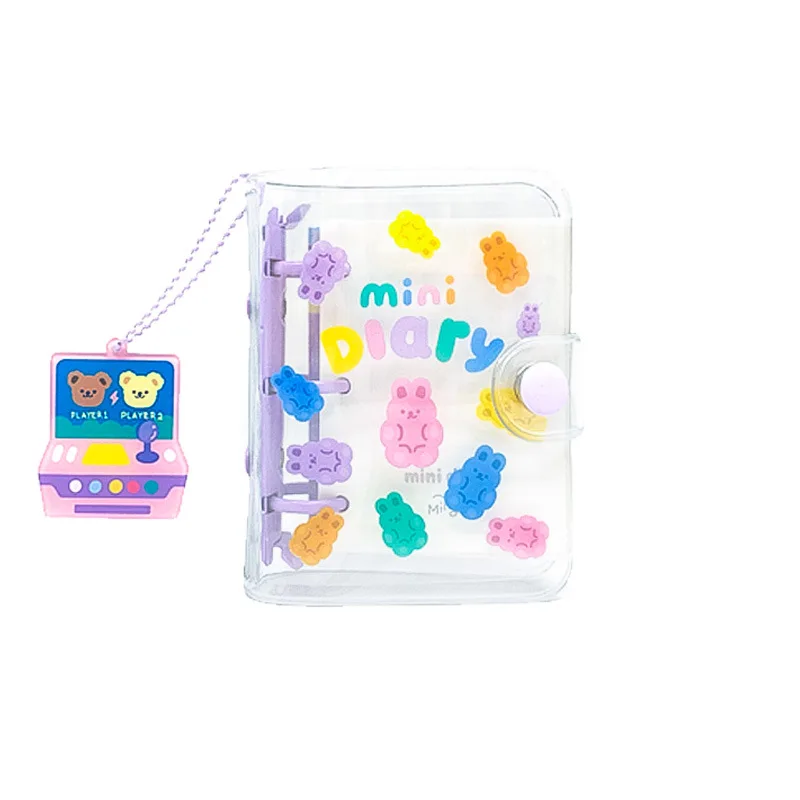 

Cute Stationery Mini Transparent 3 Hole Binder Spiral Diary Notebook Creative Cartoon Portable Journal Notebook Agenda Notepad