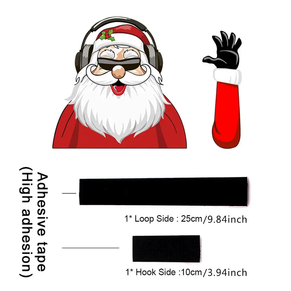 Рождественский развевающийся милый Санта Клаус стикер стеклоочистителя Съемный
