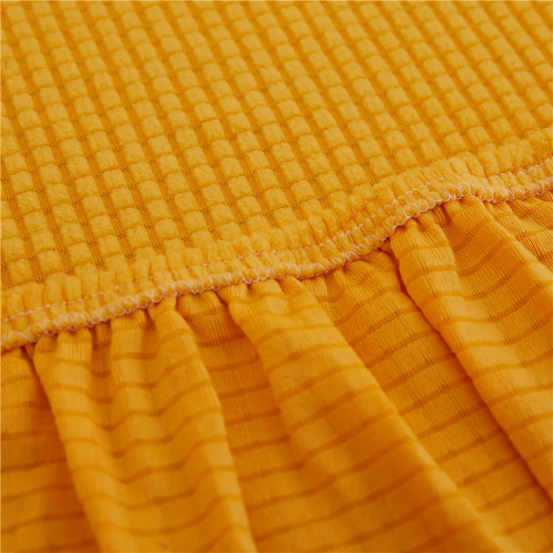 Клетчатый жаккардовый мягкий желтый чехол для дивана в гостиную однотонный