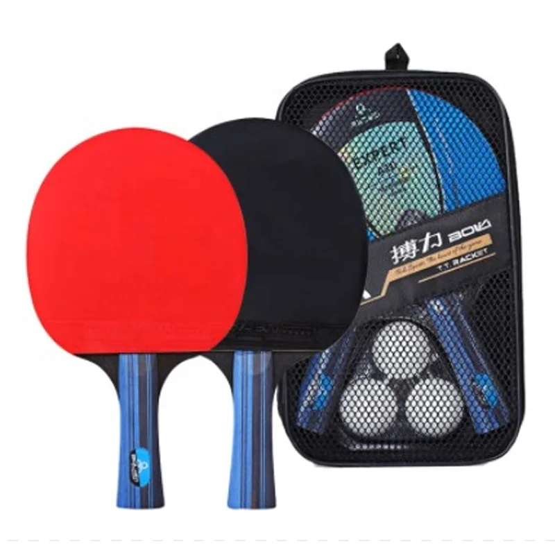 

Ракетка для настольного тенниса 2 шт., профессиональная резиновая ракетка для пинг-понга с 3 мячиками и 1 сумкой для переноски