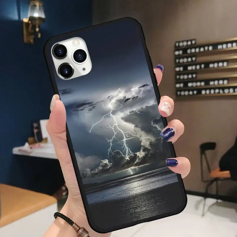 

Storm, lightning, cool mood, weather Phone Case for iPhone 11 12 pro XS MAX 8 7 6 6S Plus X 5S SE 2020 XR Soft silicone