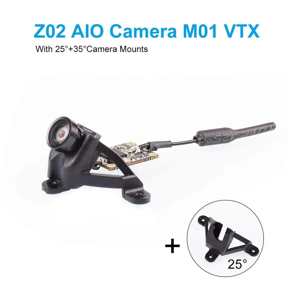 Z02 AIO камера 5,8 GHz M01 VTX 25mW передатчик 600TVL NTSC/PAL с 25 и 35 Градусов Крепление Камеры OSD SmartAudio для крошечных WOOP