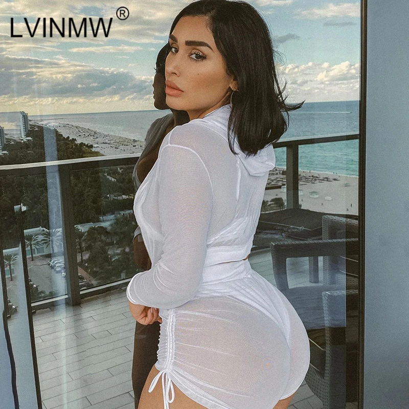 LVINMW/комплект из 2 предметов пляжный однотонный сетчатый короткий топ с длинным