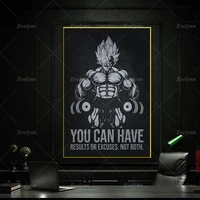 anime dragonball goku results vs excuses gym canvas posters home bedroom decor painting modern room wall art prints picture gift