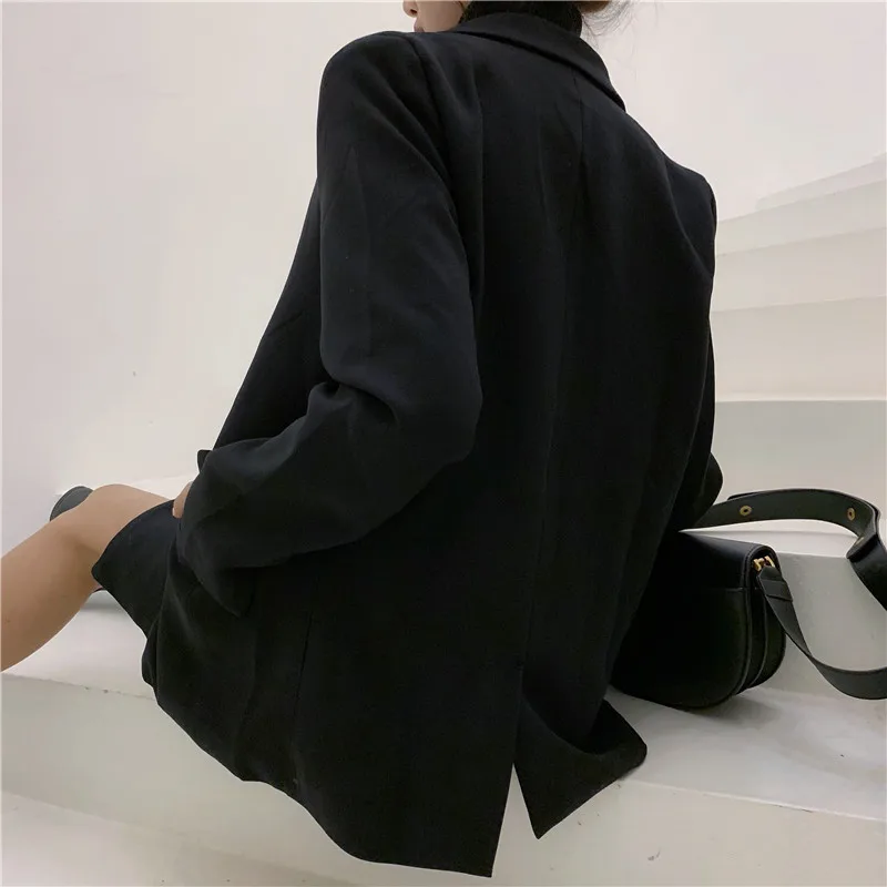 

Vintage Double Breasted Women Blazer Notched Collar Jackets Female Retro Suits Coat Feminino Blazers Outerwear