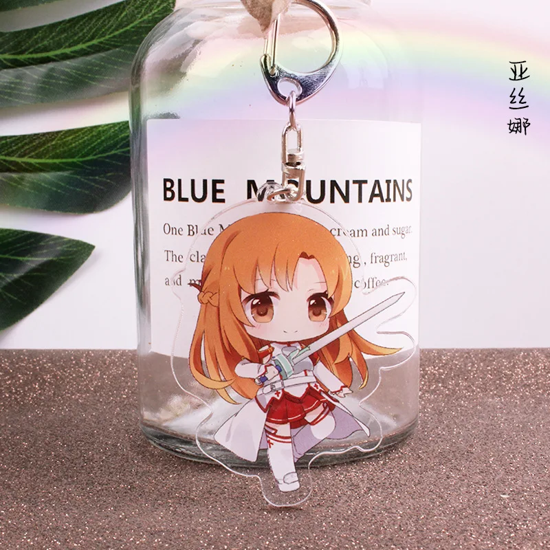 

Anime Sword Art Online Acrylic Keychain Woman Key Chain Men Kirito Yuuki Asuna SAO Figure Pendant Cute Keyring Model Toy Gift