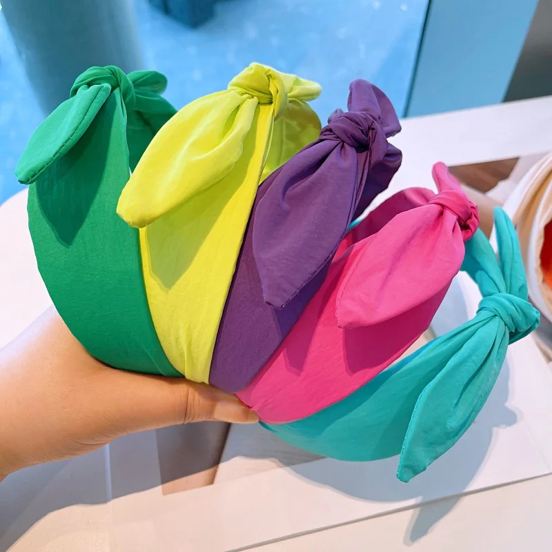 Повязка на голову с цветным бантом для женщин и девочек аксессуары волос