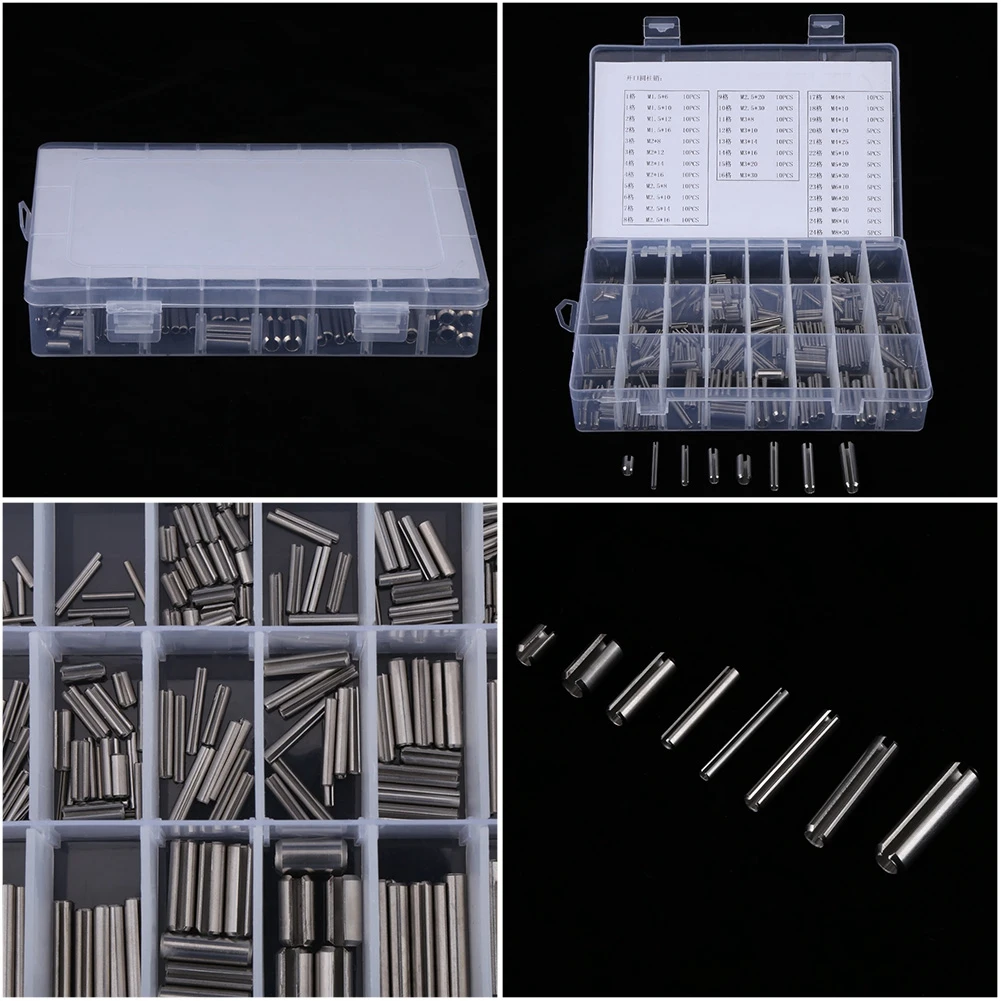 

280Pcs Stainless Steel Spring Tension Pins Set M1.5 M2 M2.5 M3 M4 M5 M6 M8 Spring Pins Machine Tools Sets with Box