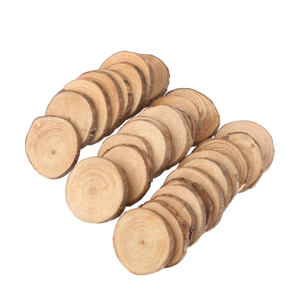 

100pcs 1.5-3CM Wood Log Slices Discs for DIY Crafts Wedding Centerpieces