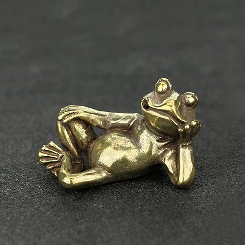 

Creative Brass Frog Statue Room Decor