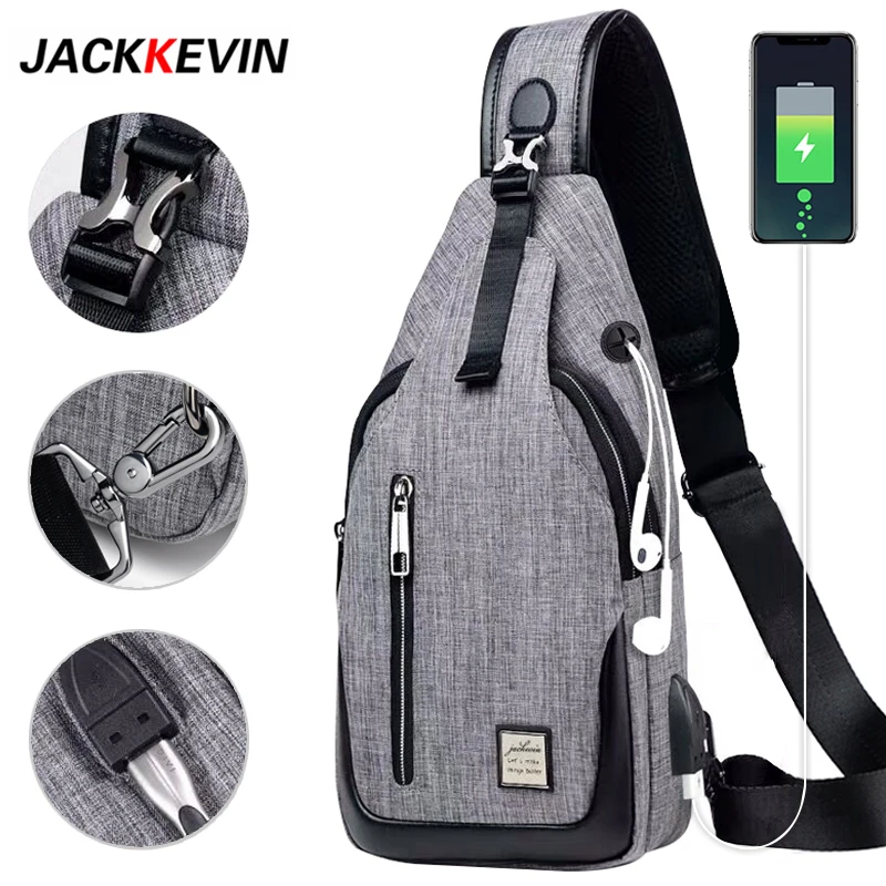 

Fashion Male Shoulder Bag USB Charging Crossbody bags Men Anti Theft Messenger Bags Chest Bag Waterproof Nylon Men Bag Casual