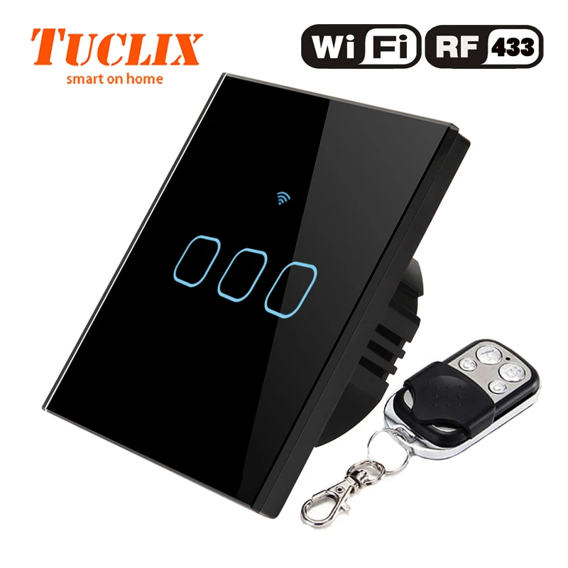 TUCLIX ЕС/Великобритания WiFi приложение настенный выключатель света 3 банды 1 способ