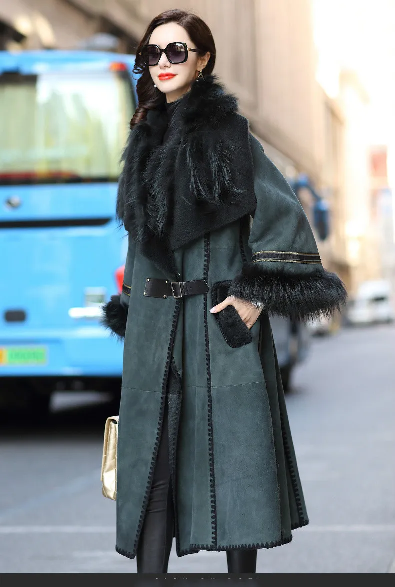 Womens Chestnut Shearling Jacket Turkey Wool Coat Casual Leather Jacket Long Fur Coat Trench Coat Women