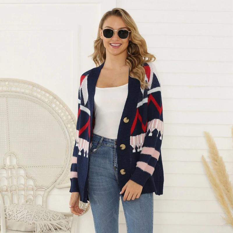 

Women Knitted Loose Sweater Long Sleeve Button Cardigan Open Front Knee Length Tops Coat Jacket Warm Outerwear