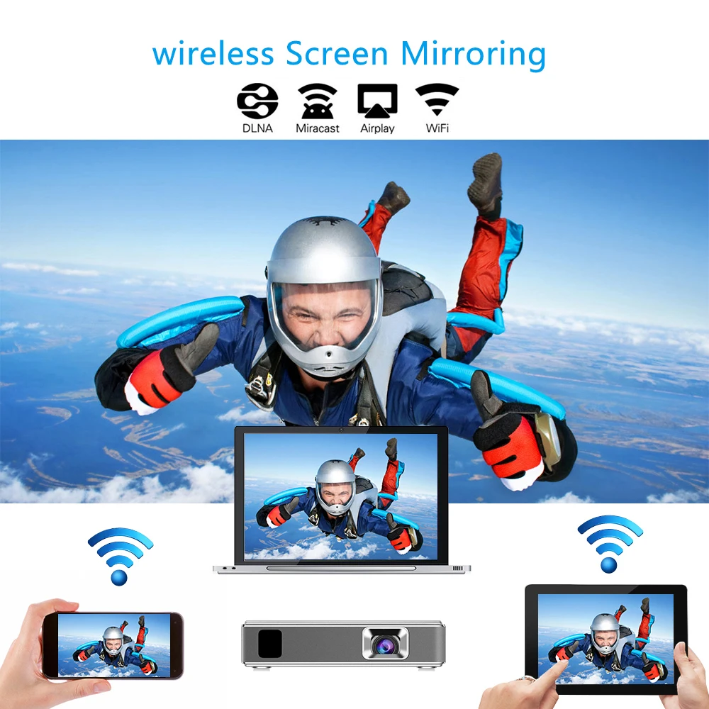 VIVICINE T10 wifi светодиодный мини-проектор, встроенный аккумулятор Andriod 7,1 Bluetooth, поддержка проводного зеркального отображения и беспроводной Miracast/DLNA