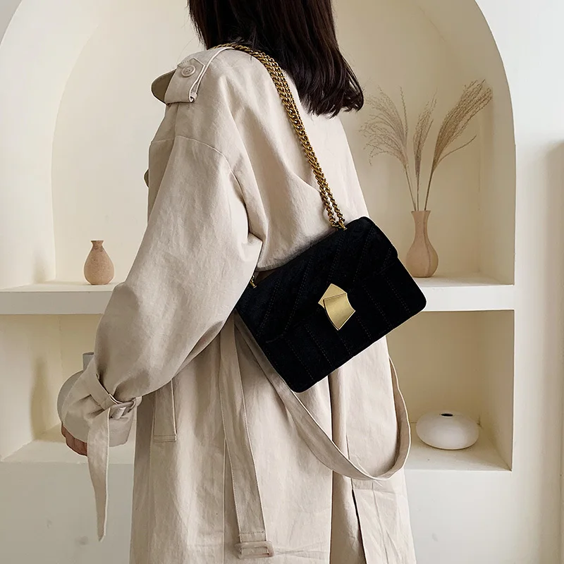 Luxury women clutch bag high quality velvet chain female designer shoulder Messenger bag evening package party small square bags