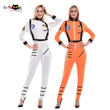 Eraspooky – uniforme de pilote Sexy, blanc Orange, combinaison d'astronaute Cosplay, Costume d'halloween pour femmes, robe fantaisie de fête