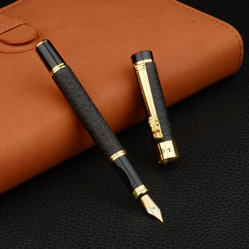 Ручка перьевая металлическая с кристаллами дракона классический дизайн для