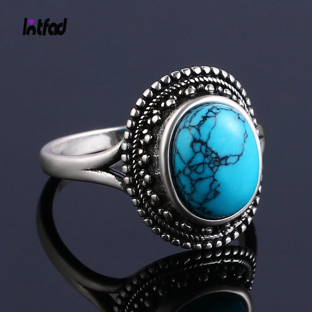 

Vintage Natural Turquoise Rings for Women Men 925 Sterling Silver Fashion Rings Anniversary Gift Fine Jewelry