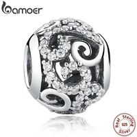 bamoer brand hotsale 925 sterling silver crystal round charms fit bracelets necklace mother gift scc021