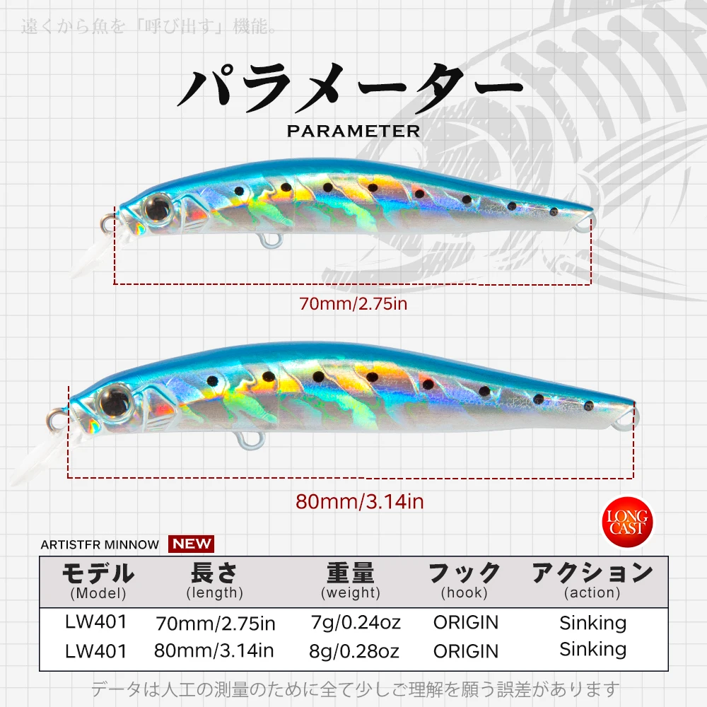 Hunthouse Artist Minnow Jerkbait Fishing Lures 70mm/7g 80mm/8g Artificial Decoy Hard Sinking Wobblers 2020 Hot Sale Pesca Tackle