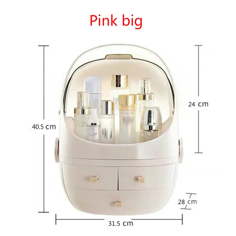 pink big size Довольно портативный водонепроницаемый макияж Косметическая коробка Анти Пылезащитный Чехол Органайзер Ящик Пластиковый косметический контейнер для хранения ювелирных изделий макияж - Цвет: pink big size
